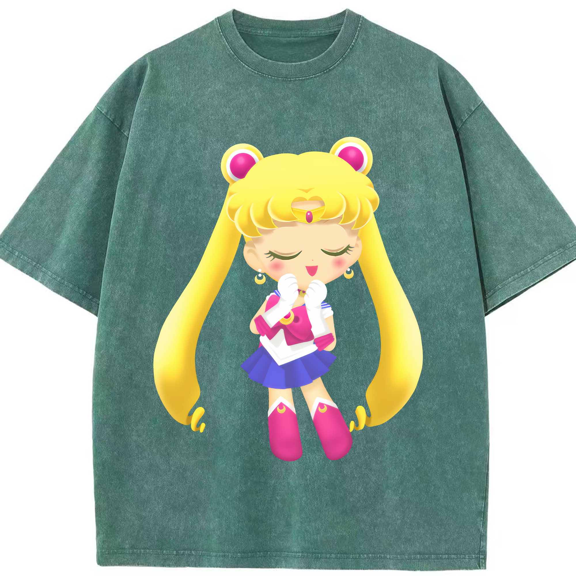 （画像用） 美少女戦士セーラームーン 月野 うさぎ つきの うさぎ Sailor Moon Tsukino Usagi 綿100% ヴィンテージ風 半袖Tシャツ（フロントプリント）